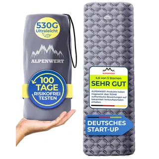 alpenwert Isomatte aufblasbar Ultraleicht Grau