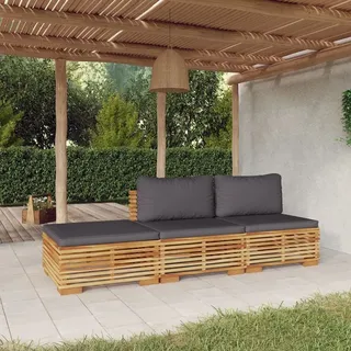 Ankonbej 3-tlg. Garten-Lounge-Set mit Kissen Massivholz Teak
