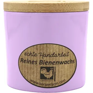 Bienenwachskerze im Glas, Lavendel, 100% reines Bienenwachs, KERZENFARM HAHN, 70/70 mm, Brenndauer ca. 17h