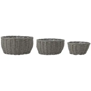 Bloomingville Fioria Blumentopf 3er, Grau, Polyrattan, Ø 36-50 cm