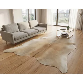 KUHFELL online & NOMAD Fellteppich KUHFELL RINDER FELL TEPPICH GRAU BEIGE 220 x 200 cm