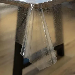 Transparente Wachstuchtischdecke Tischdecke abwaschbar Wachstischdecke pflegeleicht wasserabweisend Lotuseffekt Gartentischdecke mit Glitzer 100 x 140 cm Schnittkante