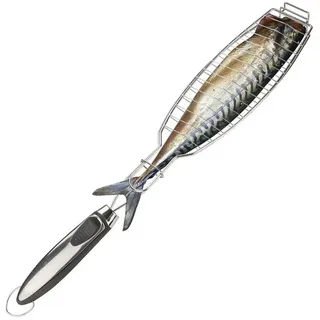 DEMA - Grill Fischbräter Fischgriller Fischzange Grillzange Korb 30x11 cm Fischwender
