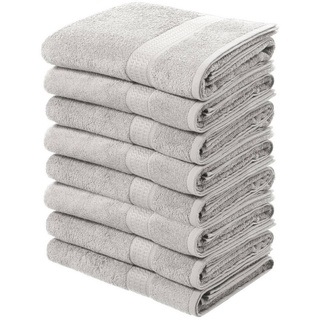 my home Handtücher Juna, 8 Handtücher 50x100, 100% Baumwolle, Walkfrottee (8-St), Set und als Serie, Handtuch-Set mit Bordüre, Uni-Farben, weich grau