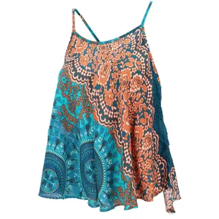 GURU SHOP Boho Trägertop, Sommertop, Damentop, Strandtop - Rostorange/türkis - 40