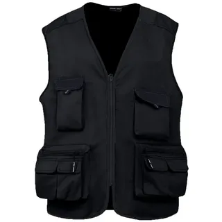 WORK IDEA Arbeitsweste Herren Outdoor Arbeitsweste, Mehrtaschen Angelweste (1-tlg) leichte atmungsaktive Tarnmuster Sommerweste schwarz L