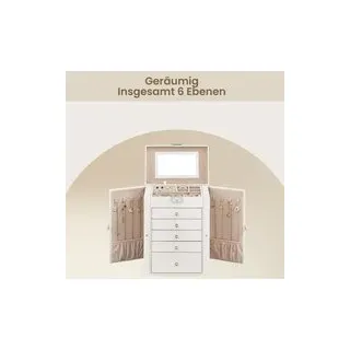Schmuckkästchen 6 Ebenen, Schmuckkasten mit 5 Schubladen, mit Spiegel