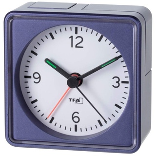 Lautlos-Wecker TFA Push Blau-Metallic Sweep-Uhrwerk ohne Ticken