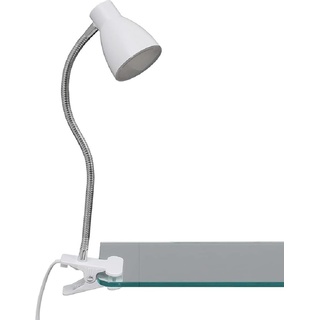 BRILONER Leuchten - LED Klemmleuchte Schreibtisch, Klemmlampe, inkl. an/aus Schalter an dem Kabel, 3.5 Watt, 200 Lumen, Warm weißes Licht, Flexarm, Weiß, 28.5 x 15.5 cm