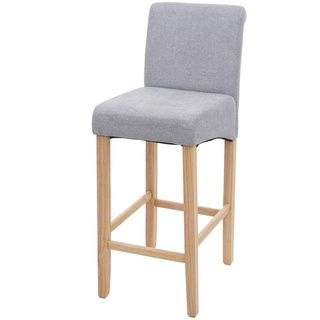 Barhocker MCW-C33, Barstuhl Tresenhocker, Holz ~ hellgrau, helle Beine, Stoff/Textil