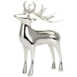 Deko Rentier Figur 25x18 cm versilbert stehend Wildfigur Weihnachten Adventsdeko
