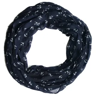 Anker Marine Damen Loop Schal aus hochwertiger Seide & Baumwolle (marine) - 150 x 45 cm
