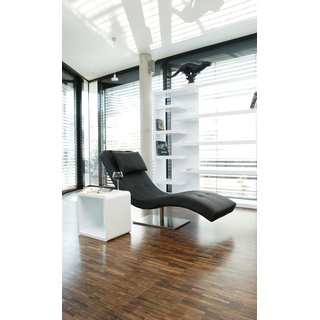SalesFever Relaxliege mit Nackenkissen | Bezug Kunstleder | Gestell Edelstahl | B 60 x T 170 x H 82 cm | schwarz