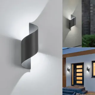LED Wandleuchte Innen/Außen,10W Außenleuchte Wandlampe,IP65 wasserdichte Aussenleuchte 6000K kaltweiß Aussenleuchten,Modern Up Down Dekorative Wandlichter für Garten,Wohnzimmer,Schlafzimmer Dunkelgrau