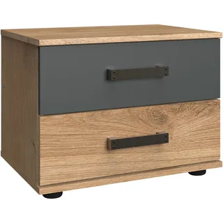 Wimex Nachttisch Stockholm, Nachtkommode 52cm breit, Made in Germany, Industrial Look, 2 Höhen zur Auswahl, einzeln oder im 2er Set beige|grau 52 cm x 40 cm x 38 cm