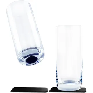 silwy® Magnetgläser, feine Kristallgläser mit perfekt integriertem Magnet und metallischen Nano-Untersetzern (LONGDRINK SLIM)