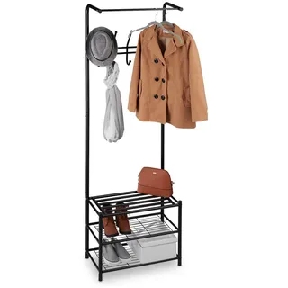 Relaxdays Garderobenständer mit Schuhablage 183 x 61 x 34 cm Schwarz
