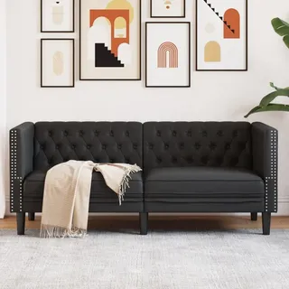 Gecheer Chesterfield Sofa 2-Sitzer Wohnzimmersofa Couch Loungesofa 2-Sitzer Sofa Polstersofa Schlafsofa Schlafcouch Schwarz Kunstleder