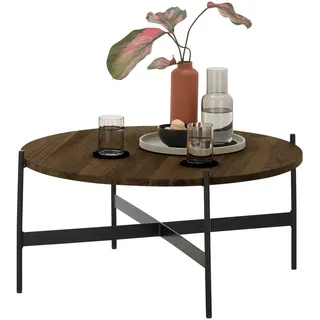 SetOne by Musterring Couchtisch, Schwarz, Eiche dunkel, Holz, Metall, Eiche, massiv, rund, eckig, 83x39x83 cm, Wohnzimmer, Wohnzimmertische, Couchtische, Couchtische Metall