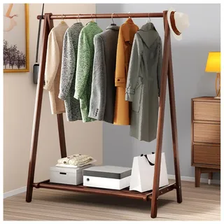 BEARQUN kleiderständer aus Holz - kleiderständer aus Massivholz mit Hutablage - Garderobenständer mit Haken - kleiderständer klappbar - bis 80 kg - für Flur, Wohnzimmer - 60/80/100/120CM