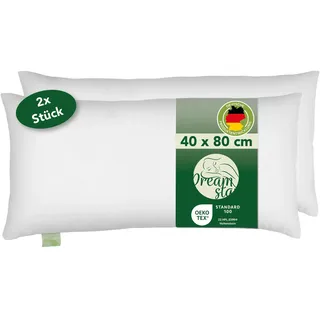 DREAMSTAR Kopfkissen 40x80 cm 2er Set waschbar | Kissen Allergiker geeignet | 100% Mikrofaser Pillow | Öko-TEX® Zertifiziert | anschmiegsam & geruchsfrei | 40 x 80 cm