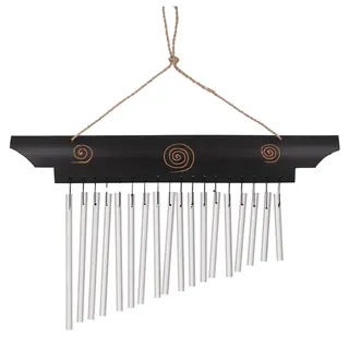 Aluminium Klangspiel, Exotisches Windspiel aus Bambus mit Spiralen 40 cm - Variante 15, Braun, Aluminium,Bambus, Windspiele & Klangspiele