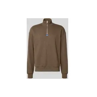 Regular Fit Troyer aus reiner Baumwolle Modell 'NEELER', Dunkelbraun, XXL
