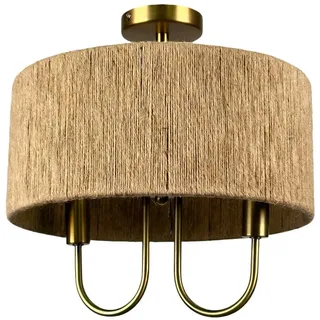 Relaxdays 2-flammige Deckenlampe rund braun