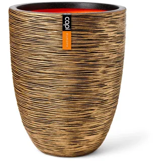 Capi Pflanzgefäß Elegant Niedrig Rib Ø 46 cm x 58 cm Gold-Schwarz