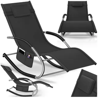 tectake Gartenliege ergonomische Sonnenliege, Belastbarkeit 120 kg, 62 x 146 x 92 cm, Balkonliege Taya, 1 St., für Außen in Schwarz, gepolstert, atmungsaktiv, wasserabweisend, mit Aufbewahrungstasche schwarz