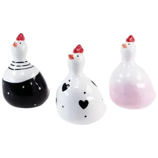 Viana Deko Hühner Figuren Ostern Küken Set 9,5cm 3 Stück Keramik Osterdeko - Einheitsgröße