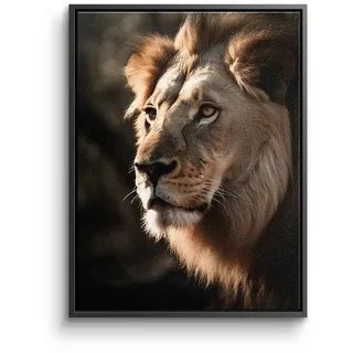 DOTCOMCANVAS® Leinwandbild Lion, Leinwandbild Lion Löwe Afrika Natur Tier Safari hochkant schwarz