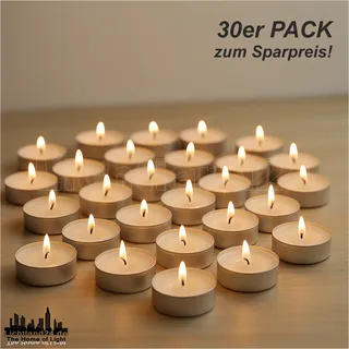 30er Pack Teelichter weiß Paraffin Kerzen ca. 4 Std. Deko Stöfchen Feste Party