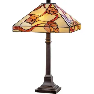 Casa Padrino Luxus Tiffany Tischleuchte Mehrfarbig 36 x 36 x H. 64 cm - Tiffany Schreibtischleuchte - Wohnzimmer Deko Leuchte - Scheibtisch Deko Le...