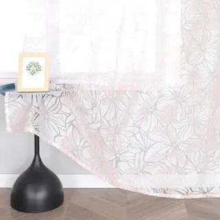 Delien Voile Ausbrenner Gardine mit Blumen Muster B140 x H260 cm, Weiß | 1 Stück,Mit Kräuselband,Transparenter Vorhang,Wohnzimmer Gardinenschals,Leicht,Luftig,Tür Fenster Dekoschals,Modern Stores
