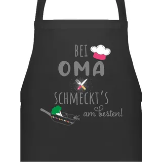 Shirtracer Kochschürze Küchenschürze bei Oma schmeckts am Besten I Oma Geschenk Kochschürze I, (1-tlg), Kochschürze Damen Frauen schwarz