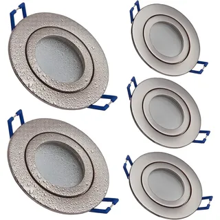 YanFeiYit LED Einbaustrahler Edelstahl-gebürstet 5W warmweiß flach 230V – Einbauleuchte IP44 auch für Bad, Außenbereich – Bohrloch Ø65mm Badezimmer Decken-Spot Badeinbaustrahler (5er Set - Warmweiß)