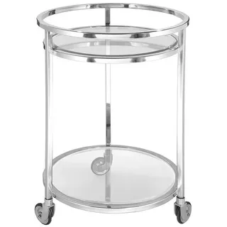 Fink Servierwagen SIENA Barwagen H. 80cm x Ø 55 cm - klar/silber - Edelstahl/Glas, (1 Stück), Multifunktionaler Servierwagen: Küchenwagen, Rollwagen & Bartisch silberfarben
