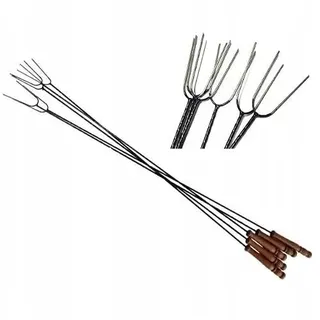 MiG-met - Robuste Grillgabel - Grillspieße edelstahl 100cm - 10x Stück - Grill zubehör - Schwarz lackiert mit Holzgriff, ideal für Marshmallow Spieße, Stockbrot Spieße und Stockbrot Stöcke.