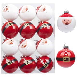 Rote weiße Weihnachtskugeln, Weihnachtsbaumschmuck, Weihnachtskugeln Weihnachtsschmuck Set für Weihnachtsbaum Home Shop Dekoration Eastuy