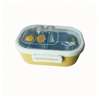 Lollanda Lunchbox Edelstahl Brotdose Kinder mit Fächern, Lunchbox mit Trennwand, BPA freie Bento Box gelb