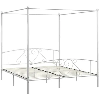 Himmelbett-Gestell Weiß Metall 180 x 200 cm