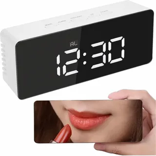 Digitaler LCD-Wecker mit großem Display Spiegel Lampe Gesicht Heimwerkzeug