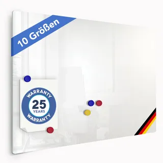 Floordirekt Glas-Whiteboard 120x180 cm inkl. Montagematerial und Magnete - Sicherheitsglas - Reinweiß - Rahmenlose Magnetwand - Memoboard - Glas Magnettafel