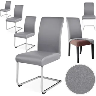 Alishomtll Stuhlhussen aus Stretch-PU-Kunstleder, 6er-Set, Stuhlhussen, Schaukelstuhl, wasserdicht, waschbar, Esszimmerstuhlhussen, Stühle-Schutz für Küche, Restaurant, Hotel, Hochzeit (grau, 6 Stück)
