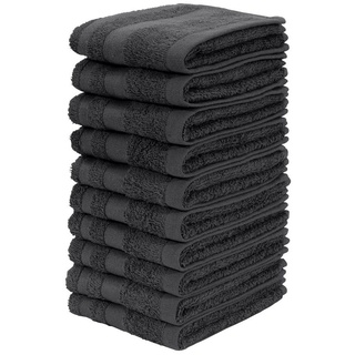 my home Handtuch Set Vanessa, 10 Seiftücher 30x30, Walkfrottee (Set, 10-St), Handtücher mit Bordüre, 100% Baumwolle, einfarbig, weich grau