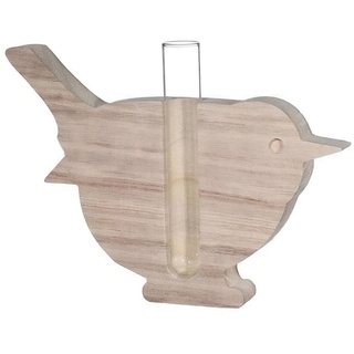 NaDeco Bastelnaturmaterial Holz-Vogel mit kleiner Glasvase 18 x 2,8 x 13,5 cm Deko Vase