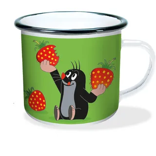 Emaille-Becher "Der kleine Maulwurf" Erdbeere: in Geschenkverpackung! Bruchsicher, auch für Camping und Picknick