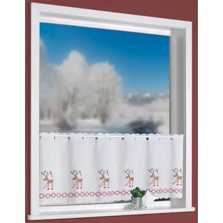 WECKBRODT Scheibengardine WECKBRODT "Weihnachtselche" Gr. 1, weiß (rot, naturweiß), B:115cm H:45cm, Polyester, Gardinen, Bistro, Batic, echte Stickerei, Weihnachten, Gardine, Store