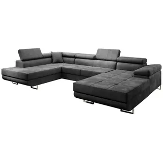 Beautysofa Wohnlandschaft, Grau, Textil, 350x90x205 cm, Wohnzimmer, Sofas & Couches, Wohnlandschaften, Wohnlandschaft U-Form